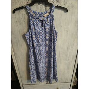 Jude Connelly Medium Sleeveless Knee Length Blue & White Dress Beachy Summer